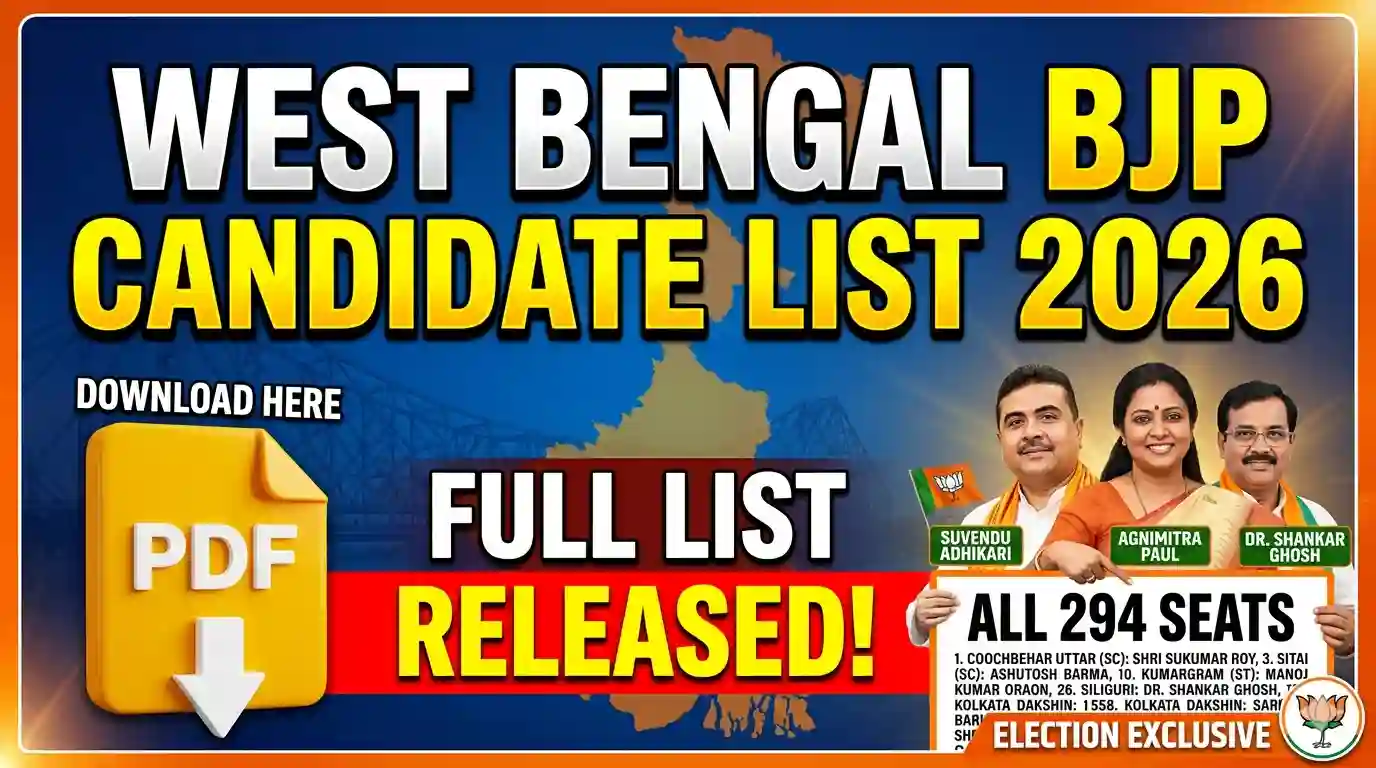 BJP Candidate List West Bengal 2026 PDF Download full constituency wise list