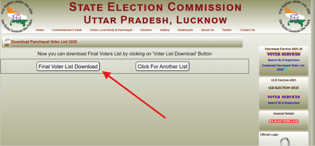 Click on Final Voter List Download Button