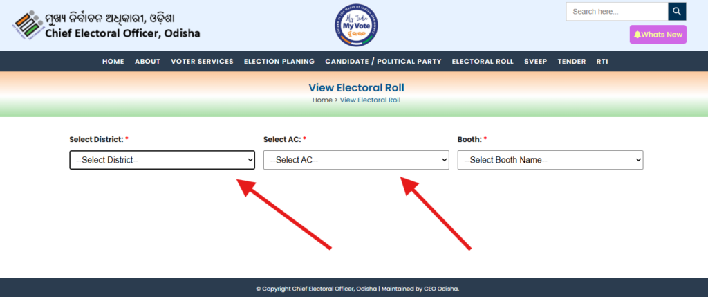 Select Your District and Assembly Constituency