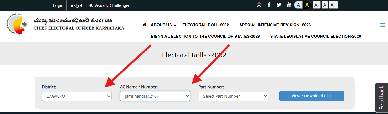 Select Your District and Assembly Constituency