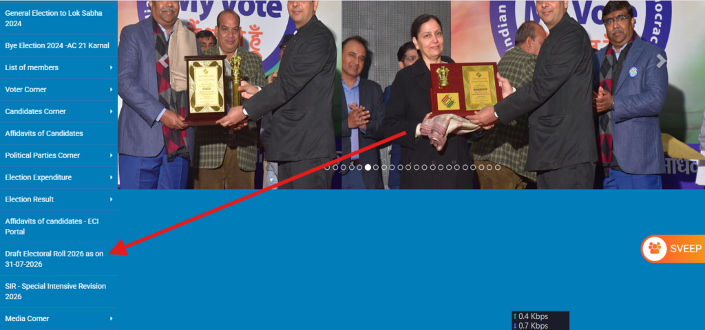Locate the Draft Electoral Roll Link