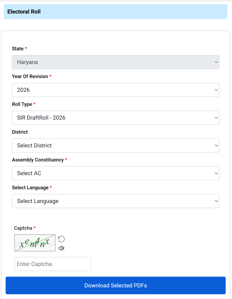 Fill in Your Area Details on the ECI Portal